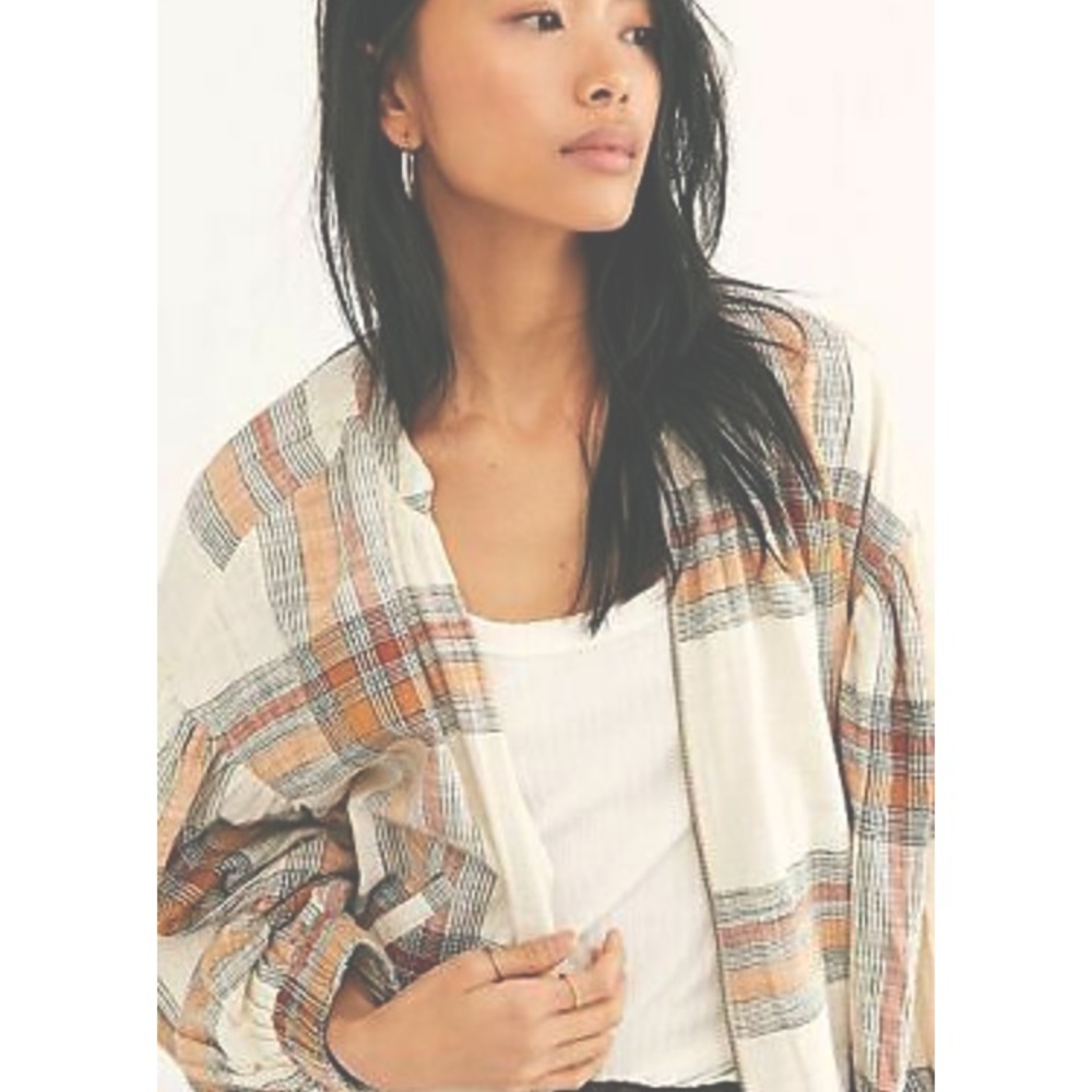Free People Mattie Plaid bomber jacket